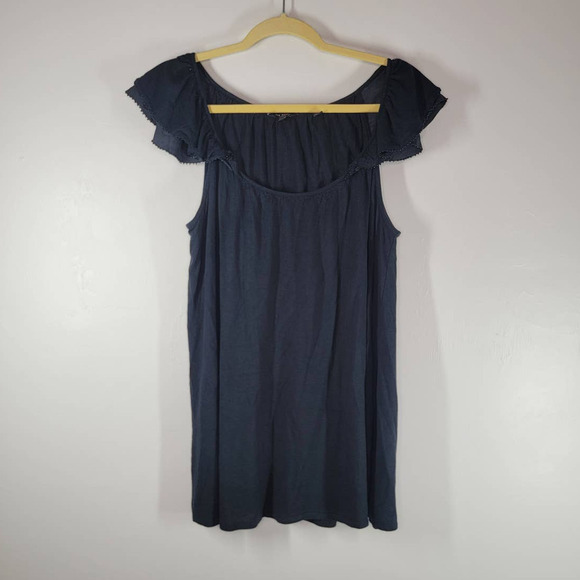 Ted Baker Ruffle Beaded Edge Flutter Sleeve Blouse Size 8 Short Sleeve Black - Picture 1 of 9